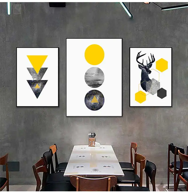Painting for Living Room No Framed Nordic Style Geometric Starry Abstract Deer Wall Art Print Picture Canvas