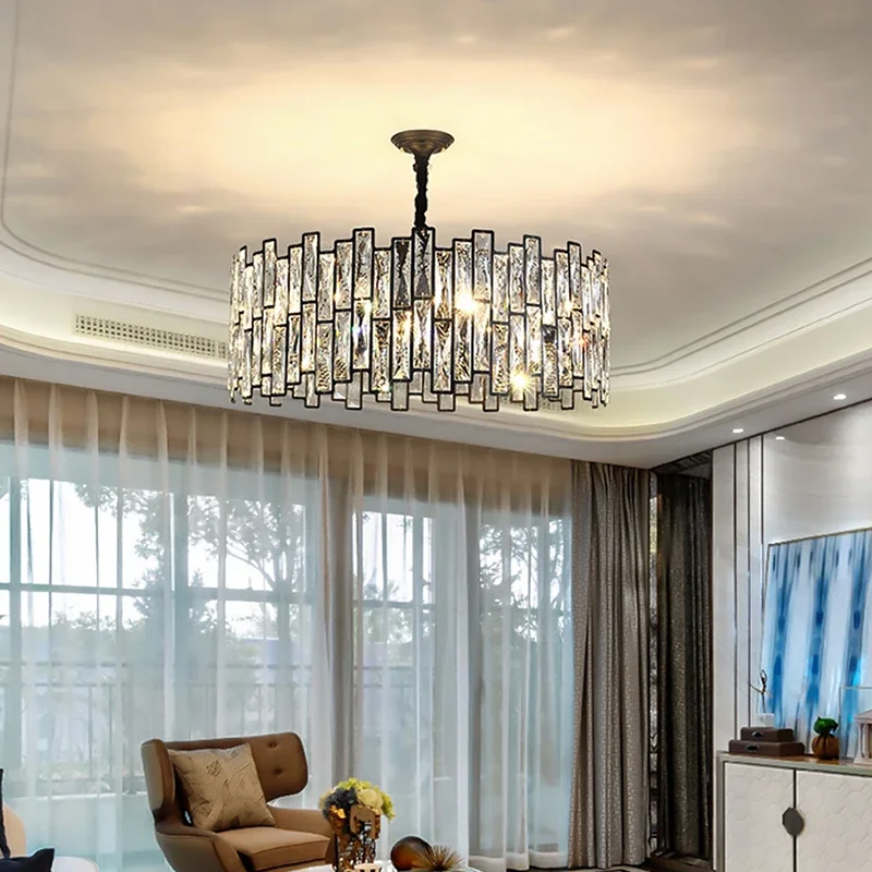Sleek Clip-On Black Round Chandelier by Km MICHY-Petit