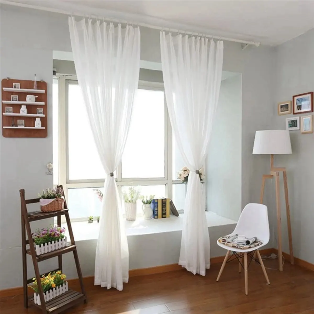 *HOPE Window White Sheer Curtains 90 Inches Long 10 Panels Sheer White Curtains Clear Curtains Basic Rod Pocket Panel