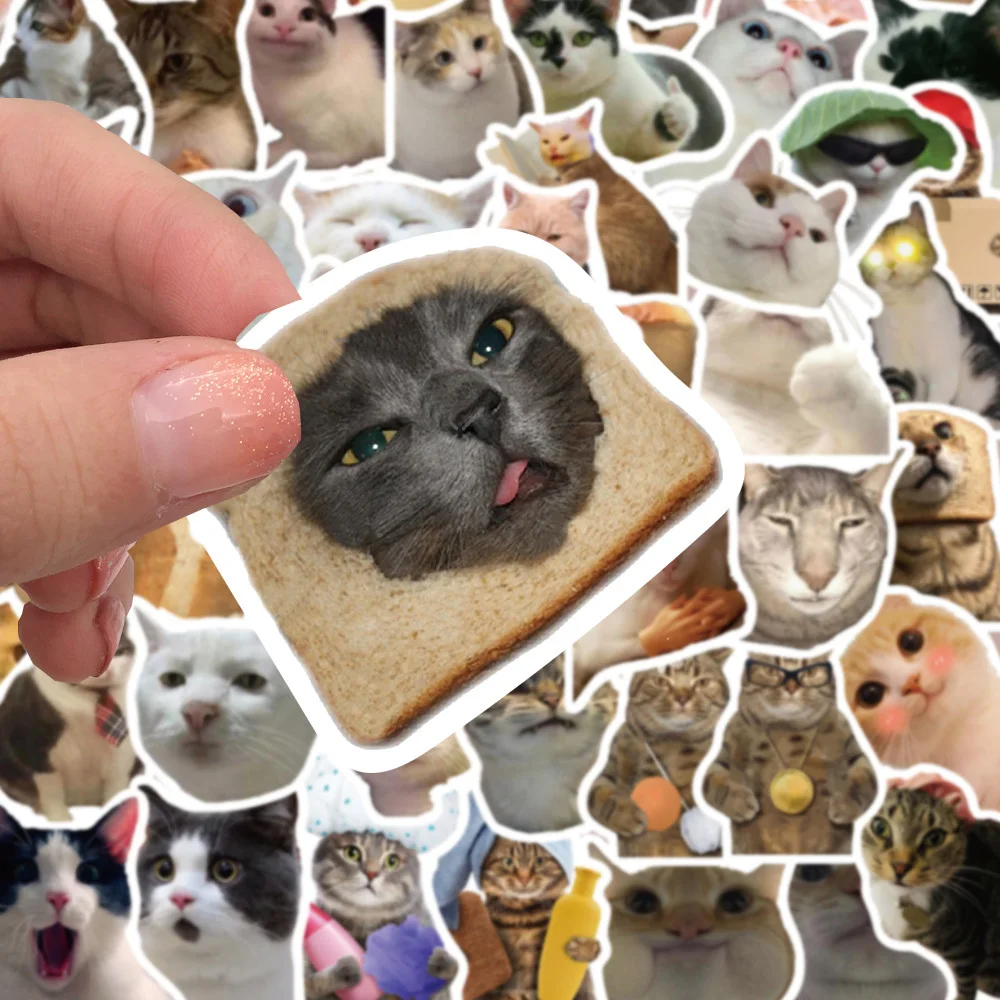 

10/30/50pcs Funny MEME Cat Cartoon Stickers Cute Animal Decals Kid Toy DIY Motorcycle Suitcase Stationery Car Waterproof Sticker