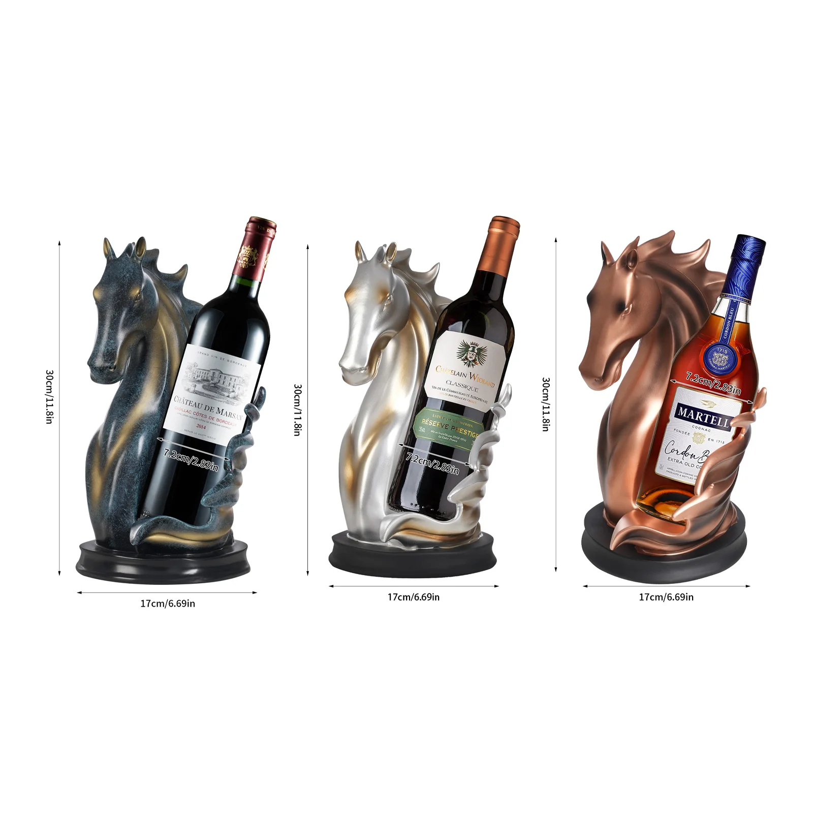 Weinflaschenhalter, Pferdestatue, Weinregal, Weinaufbewahrung, Präsentationsständer, 17 x 30 cm