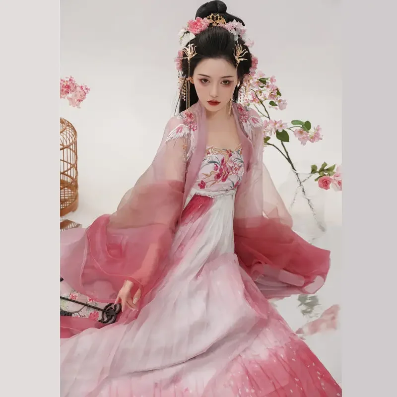 Red Pink Hanfu Costume Vintage Elegant princess Robe 2025 Chinese Traditional Cosplay Costume Tang Dynasty Stage Dance Dress