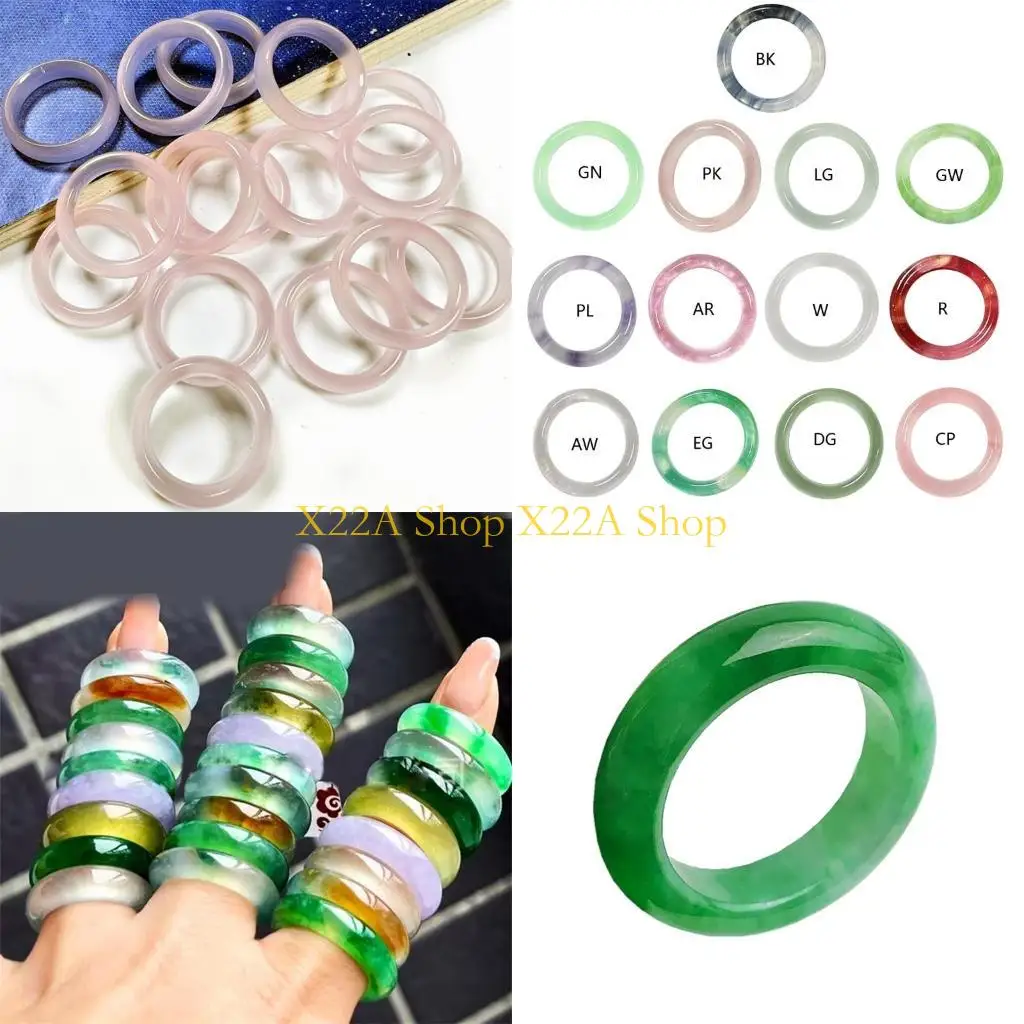 Einzigartige Acrylimitation Jade Ringe Einfacher Gradientenfarbe stapelbarer Ringschmuck
