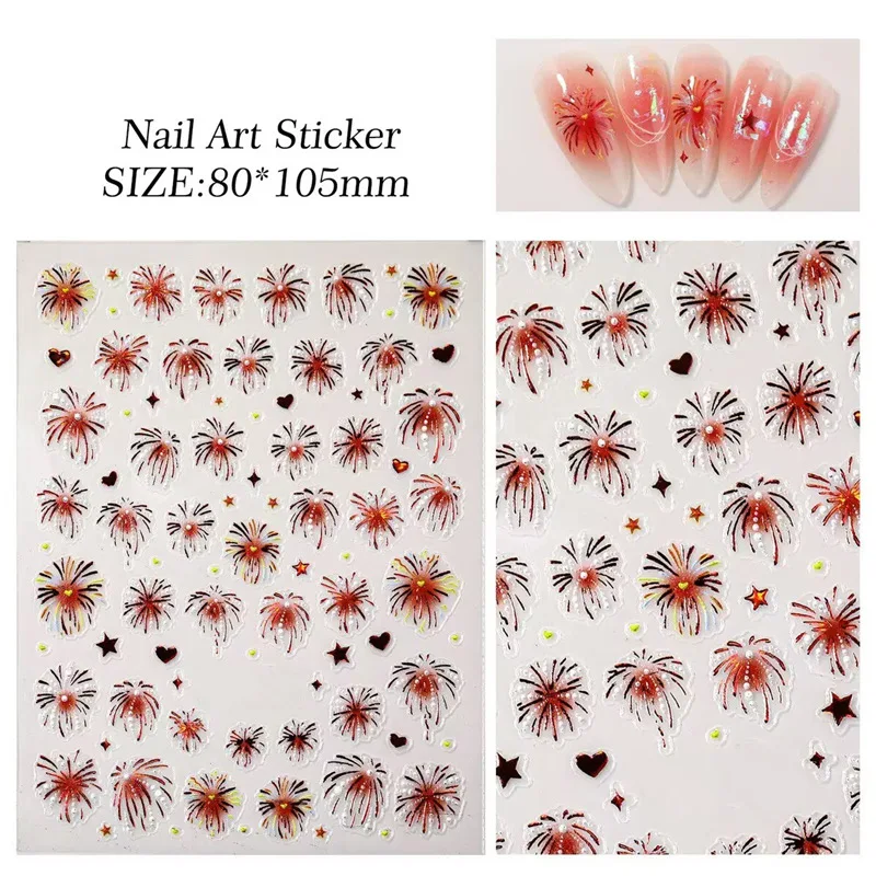 Exquisite  fireworks Nail Art Stickers Colorful Floral Nail Decal Self-adhesive  Decals DIY Nail Charms Adhesive Accessories