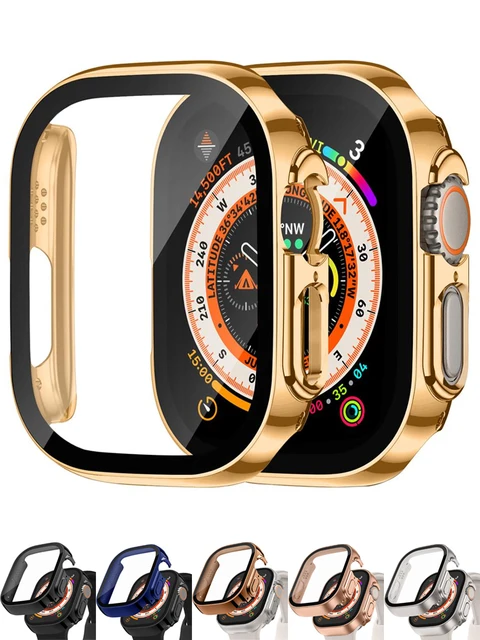Osłona ekranu do Apple Watch Case Ultra 2 49mm akcesoria Pokrowiec ze szkła hartowanego iWatch series 9 8 SE 7 4 45mm 41mm 44mm 40mm