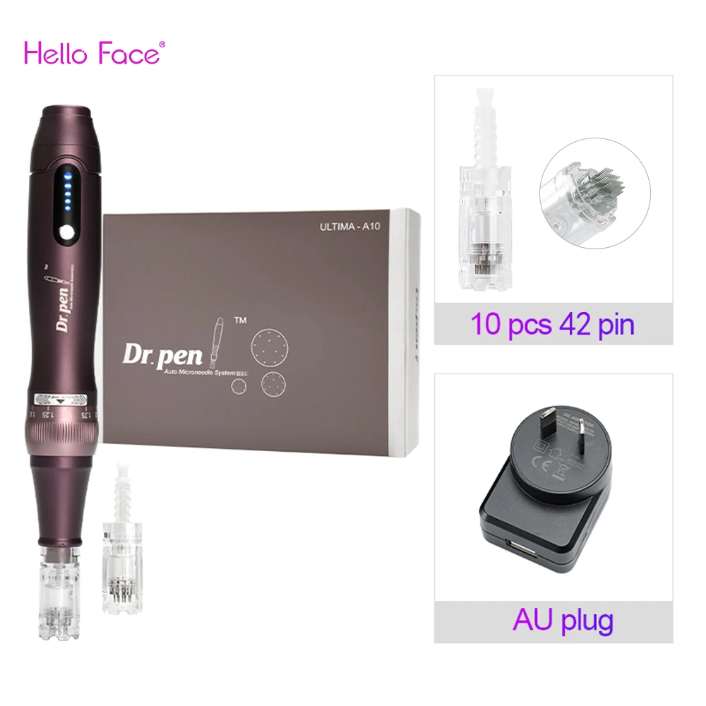 Dr. Pen Ultima A10 mit 12 Stück Kartuschen, kabelloses Derma-Pen-Hautpflege-Set, Mikronadel-Schönheitsgerät, Nadellänge 0,25 mm