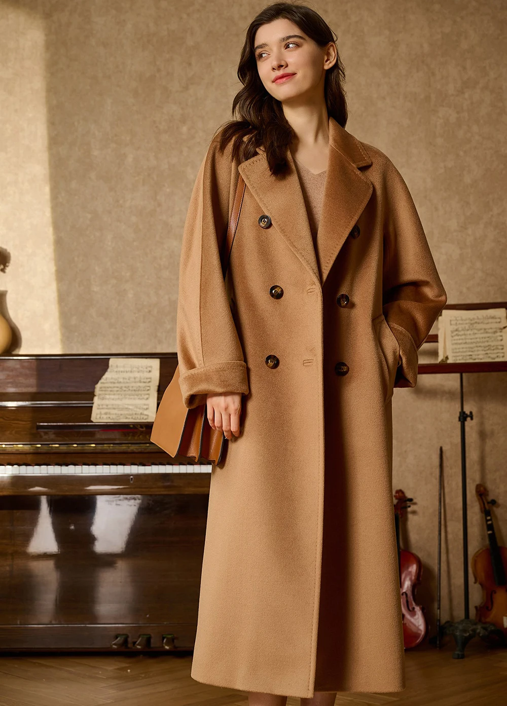 

Женское кашемировое пальто на заказ, высокое качество, свободный крой, элитный классический стиль Хепберн, модное шерстяное длинное пальто