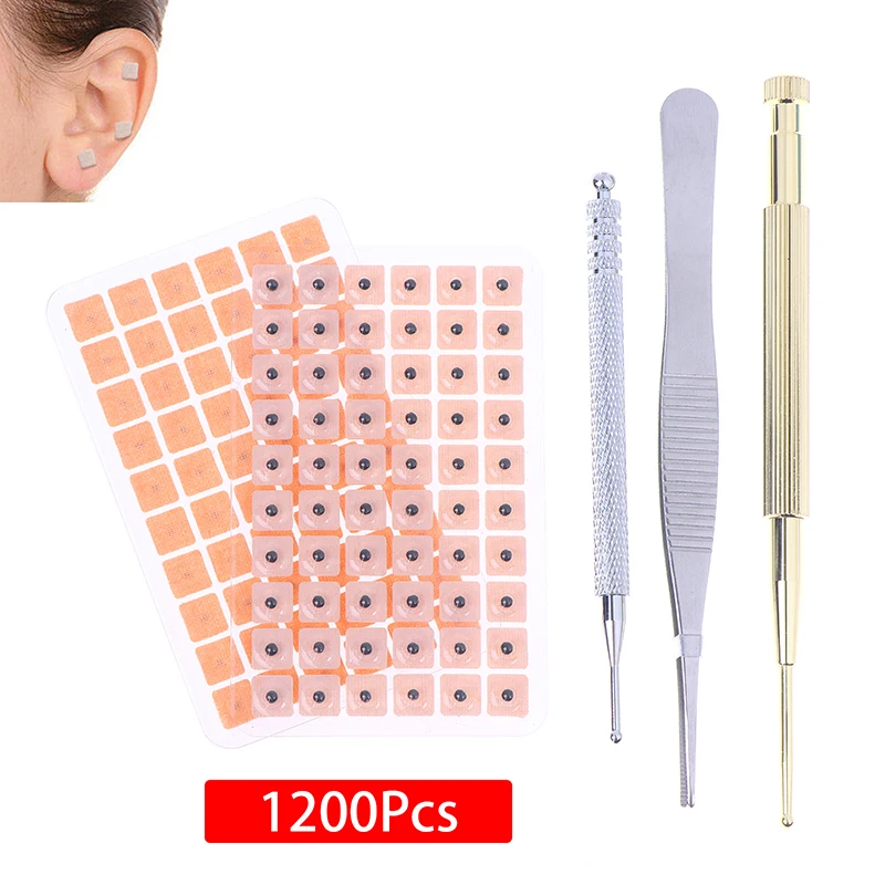 1200Pcs Cowherb Seed Ear Stickers Set Auriculotherapy Acupuncture Massage Therapy Dredge Body Meridians Improve Vision Treat