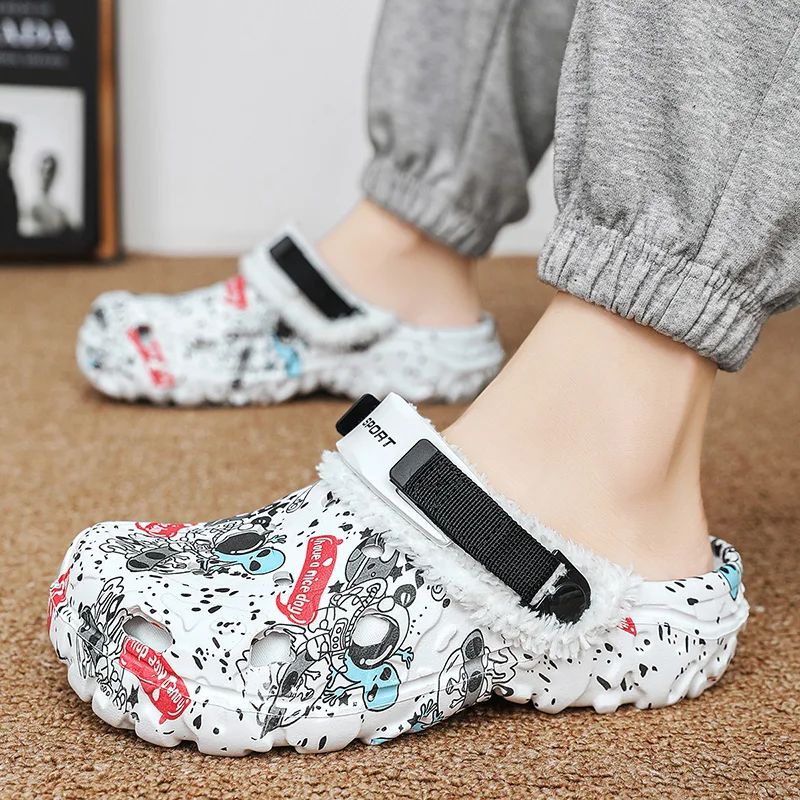 رجل الشتاء نعال تدفئة لينة داخلي النساء النعال الصيف الصنادل القابلة للإزالة الرجال عدم الانزلاق أفخم الفراء قباقيب النعال حجم كبير 47 #5