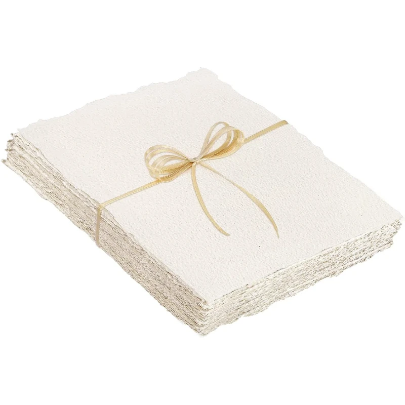 25 แผ่นกระดาษสีน้ํา, 300 GSM Deckled Edge กระดาษ 4x6 นิ้วหยาบ/พื้นผิวกระดาษทําด้วยมือกระดาษผ้าฝ้ายสีขาว Textured Pape