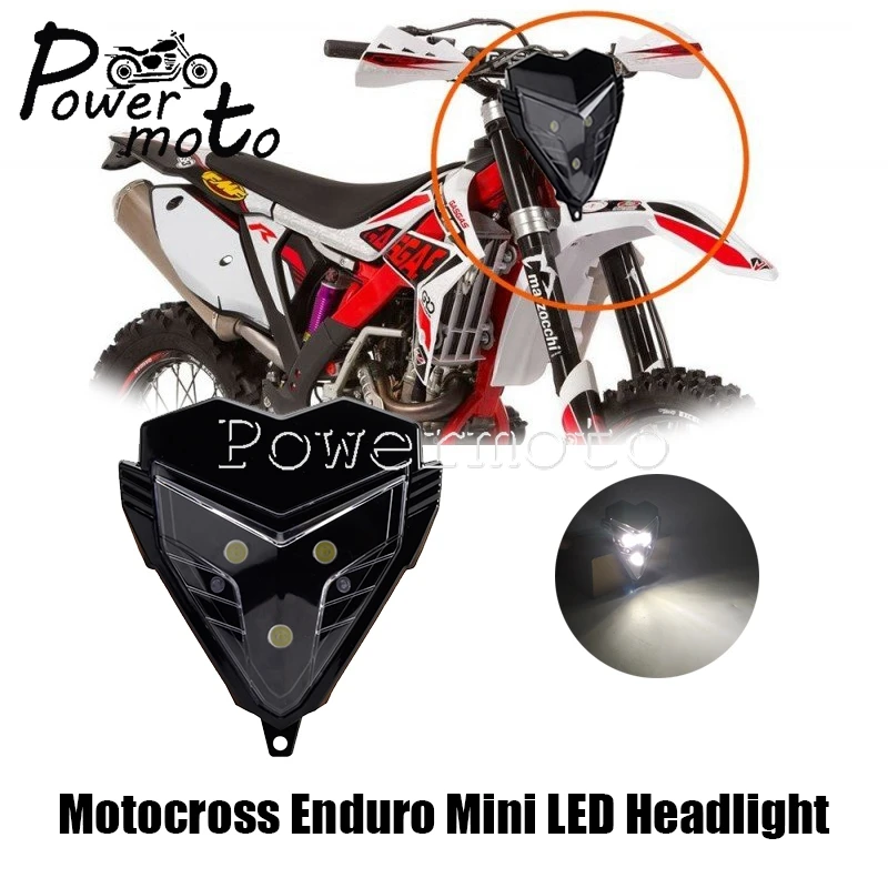 Motocross LED Headlight Lights Universal For Honda Suzuki Kawasaki Yamaha Dual Sport Dirt Street Bike Enduro Supermoto Headlamp