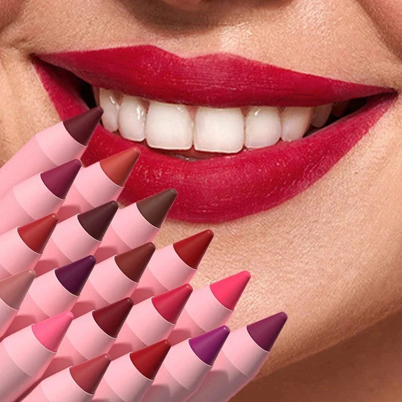 Matt brauner Lippenstift Bleistift 18 Farben rote Kontur Lippen tönung Make-up wasserdicht nackt Lippenstift Buntstift Stift Lippen konturierung Kosmetik