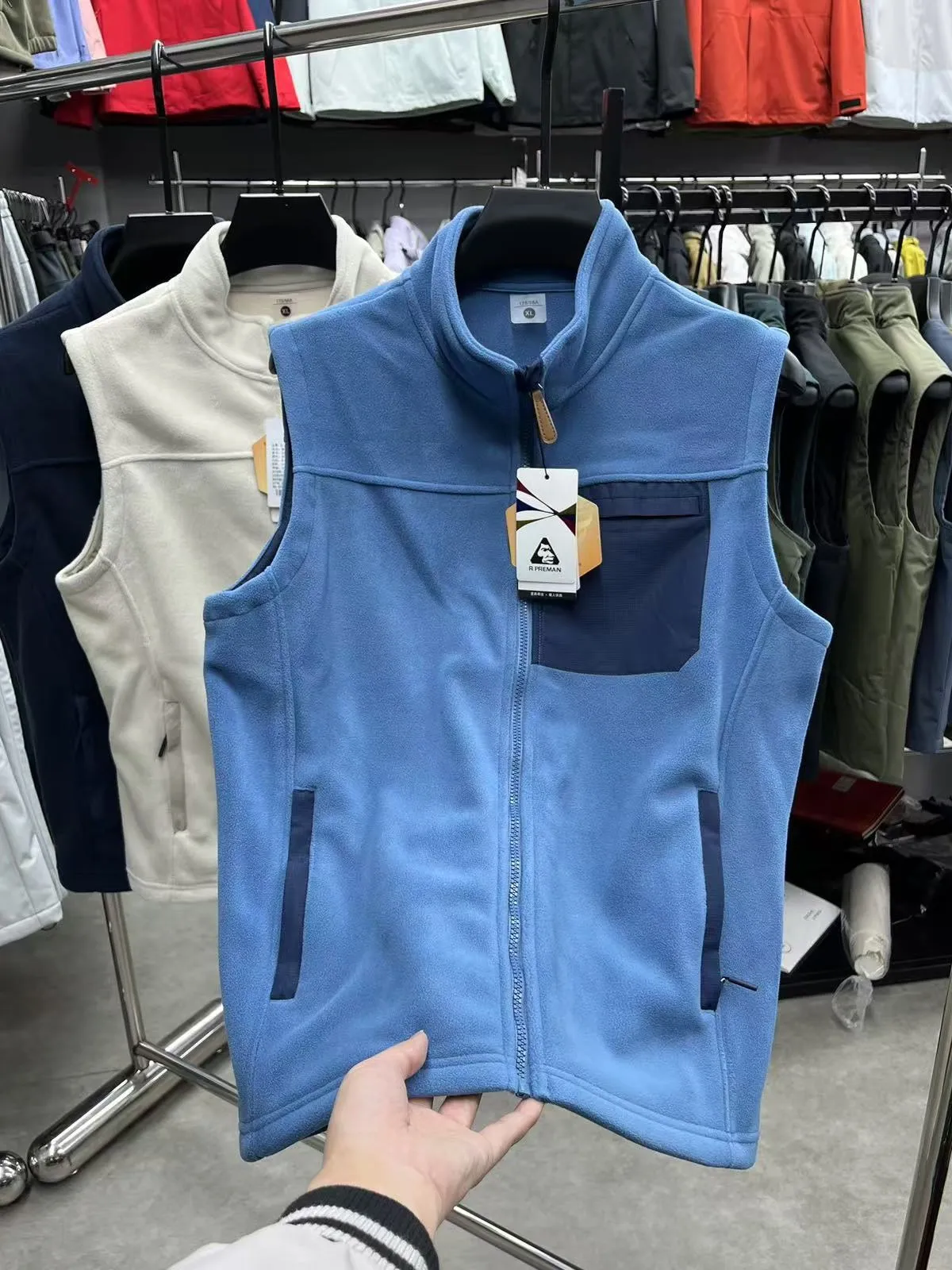 

Мужской уличный жилет на молнии с воротником-молнией, открытый кардиган, дэт, двусторонний Fce, осенне-зимний молодежный повседневный жилет со стойкой