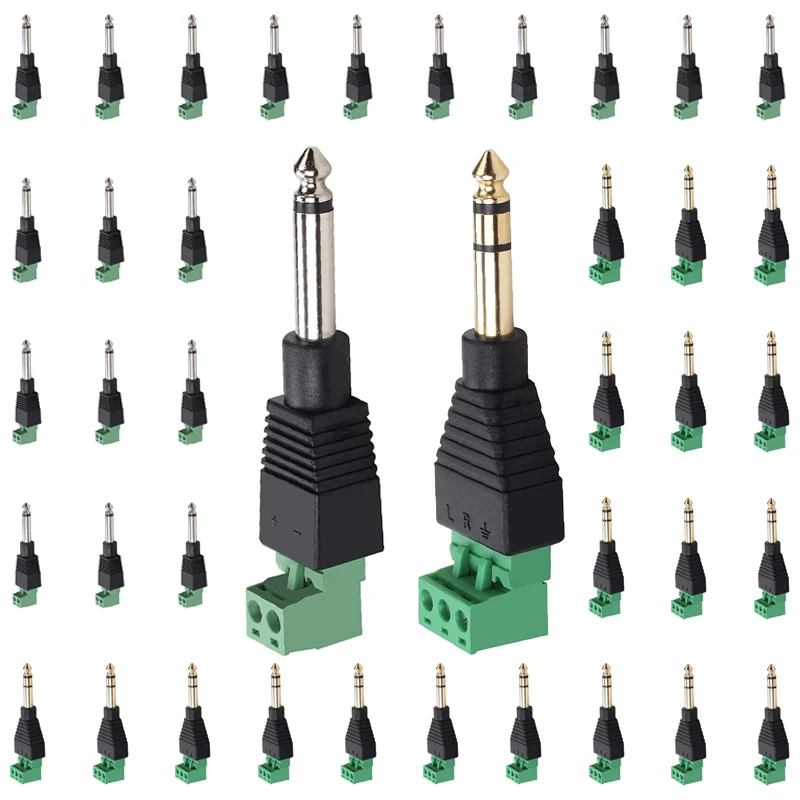 

5/20/100PCS 2PIN 3Pin 6.35mm Jack Audio Plug 1/4" 6.3mm Male Plug Mono Stereo to terminal plug solderless connector Audio head