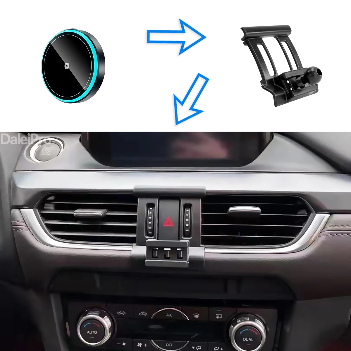 For Mazda 6 GL 2015 2016 2017 Car Phone Holder Wireless Charger Holder Phone Auto-Clamping Car Strong Magnetic Holder Base