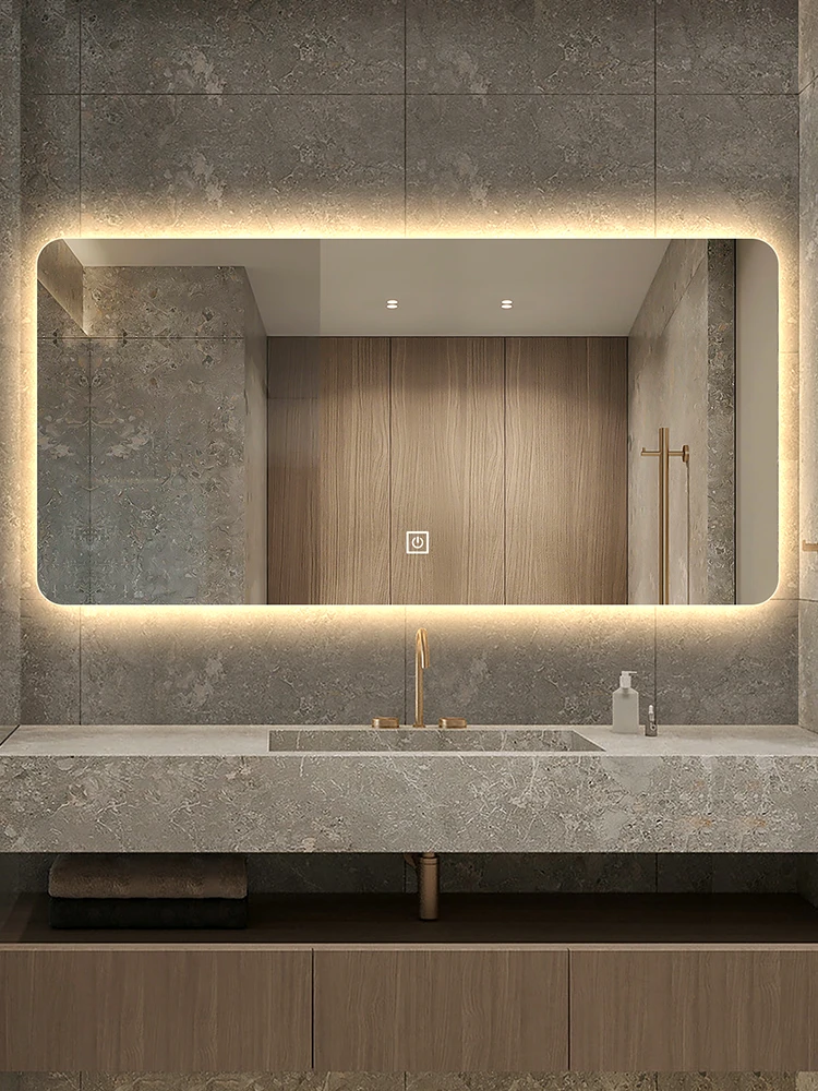 

Smart bathroom mirror with lamp HD waterproof wall-hanging toilet with lamp anti-fog mirror sink bathroom mirror