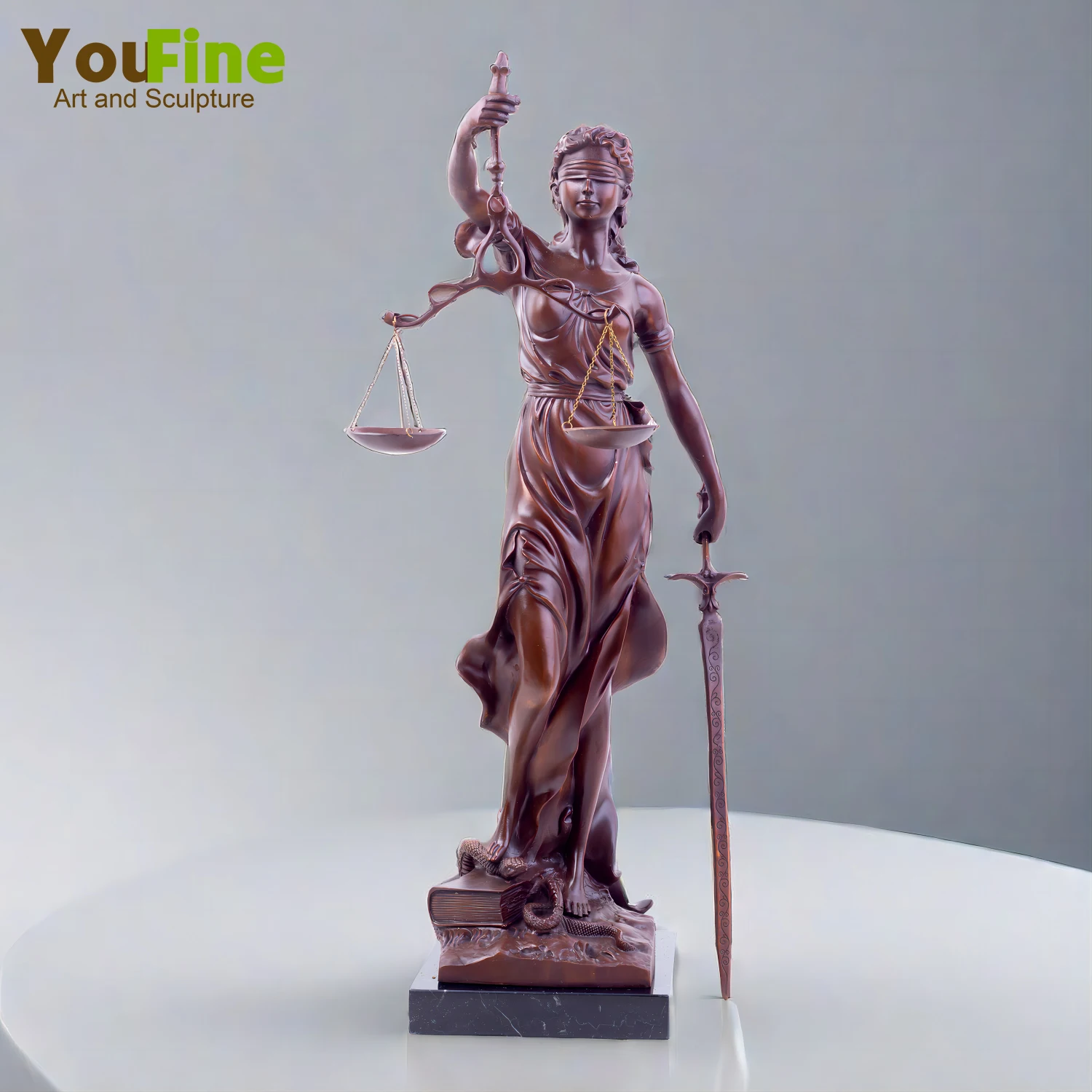 

62cm Bronze Lady Justice Statue Greek Goddess of Justice Bronze Sculpture Large Mythology Themis For Home Decor Collectible Gift