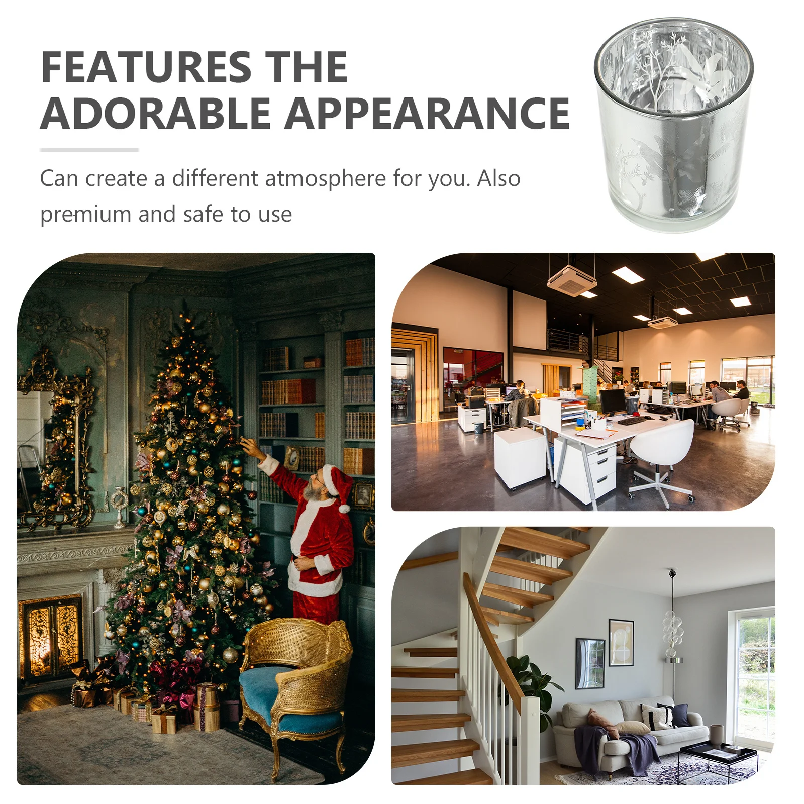 

1Pcs Glass Candlestick Christmas Stand Xmas Style Candlestick Ornament for Hotel Home Party Decor Festive Atmosphere