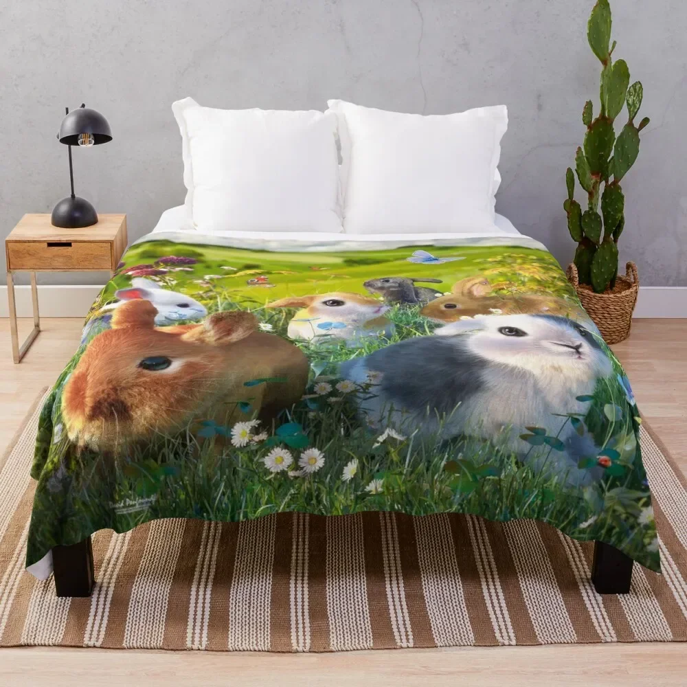 

Bunnies Throw Blanket Flannel Sofa Throw Multi-Purpose Blankets