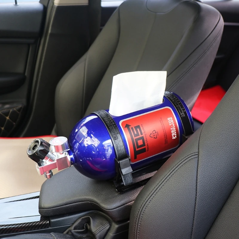 

Creatives Funny Nitrogen Bottle Shaped Tissue Box 32x14cm Waterproof Plastic Paper Holders for Car's Interior Vehicle Decoration
