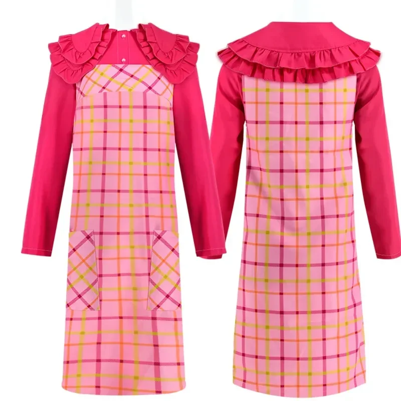 EE01 WedAddams Enid Sinclair تأثيري حلي المرأة منقوشة فستان مجموعة كاملة الفتيات لعب الأدوار أداء ارتداء Helloween PartyIo0!