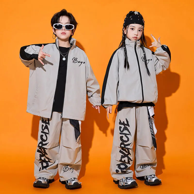

Детский костюм в стиле хип-хоп для мальчиков и девочек, одежда для джазовых танцев, школьная одежда для выступлений, крутая уличная танцевальная одежда, спортивная одежда AMY3152