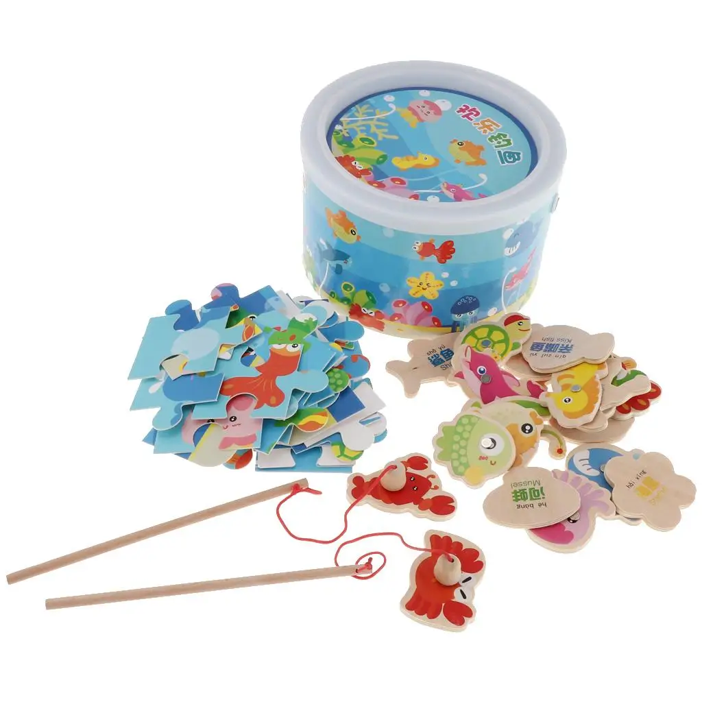 

Fishing Wooden Toy Fish Model Kid Pretend Play Puzzle Games