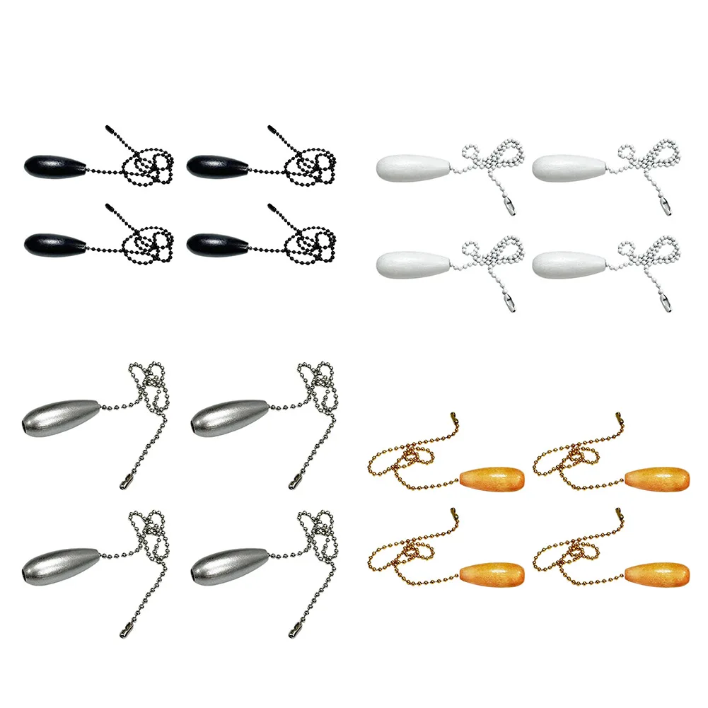 4pcs Zipper Switch with Wooden Handle for Pendant Light and Fan Chain 30.5cm Chain Length Compatible with Most Fixtures