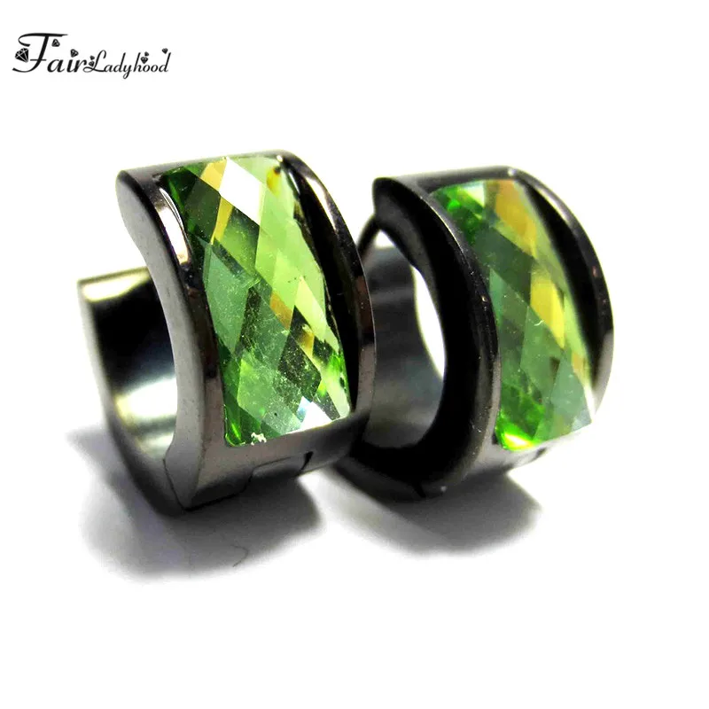 FairLadyHood 7x9 mm 12 Colors Stainless Steel Hoop Earrings For Women