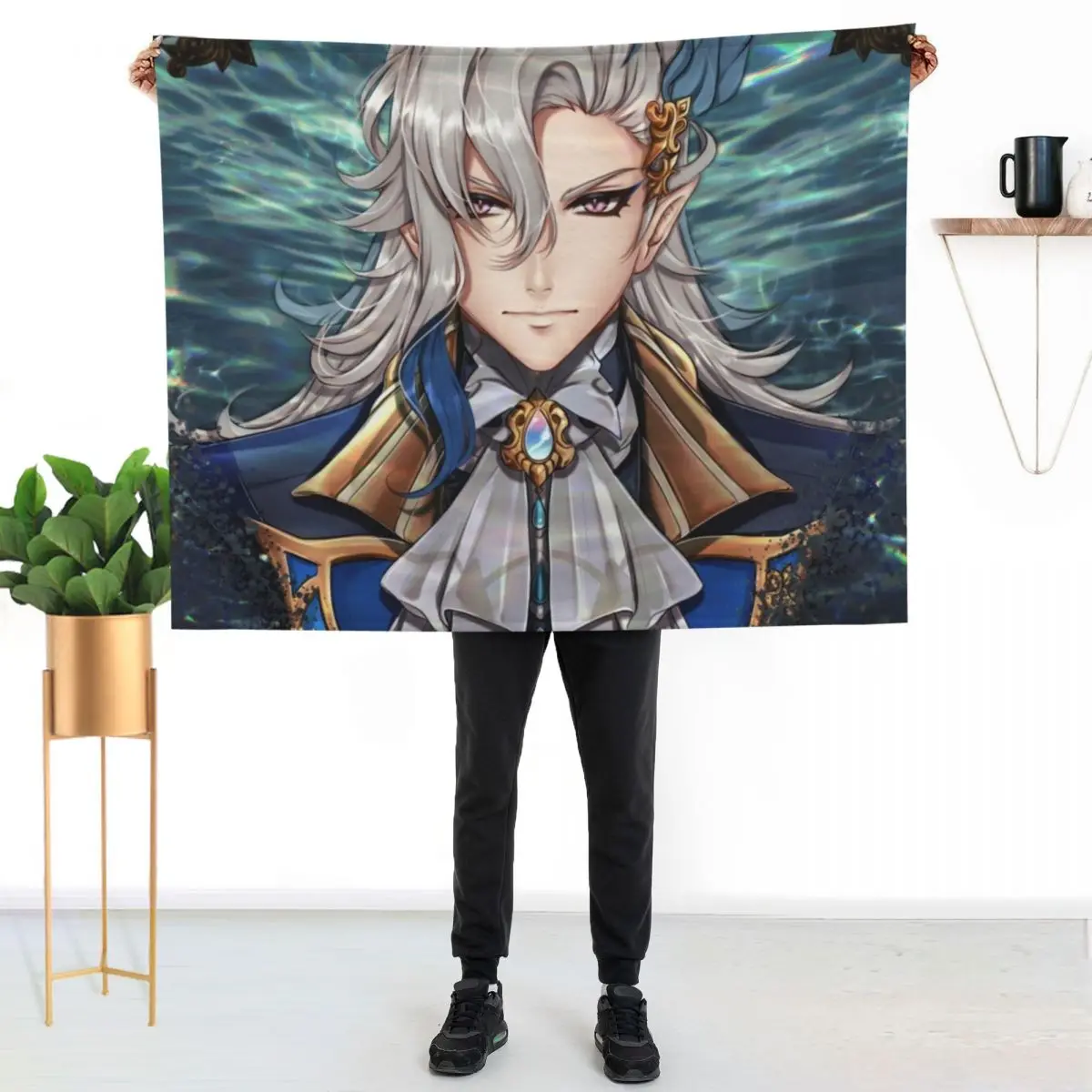 

neuvillette (genshin) Throw Blanket Warm Cozy Throw Blanket for Living Room Couch