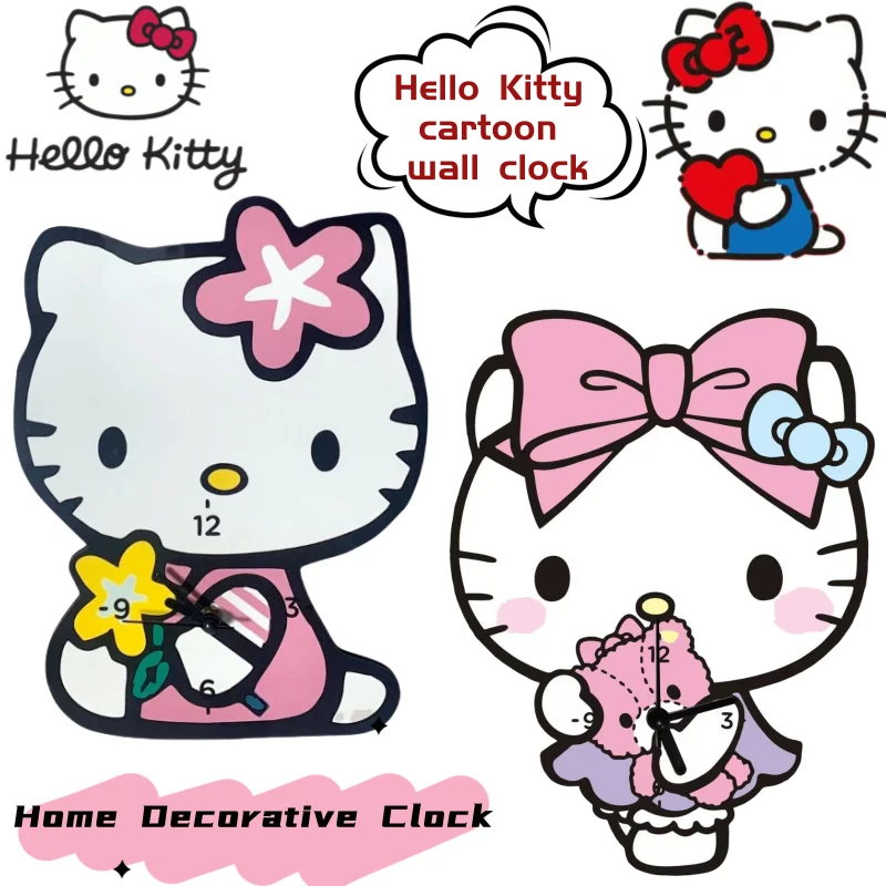 

Hello Kitty secondary cartoon kawaii wall clock creative cute personality anime surrounding home decoration clock holiday gift