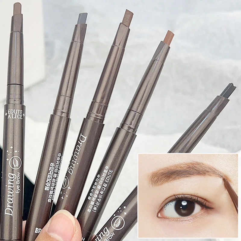 Double Head Triangle Eyebrow Pencil 5 Color Natural Smooth Matte Eyebrow Tint with Brush Waterproof Lasting Brow Makeup Cosmetic