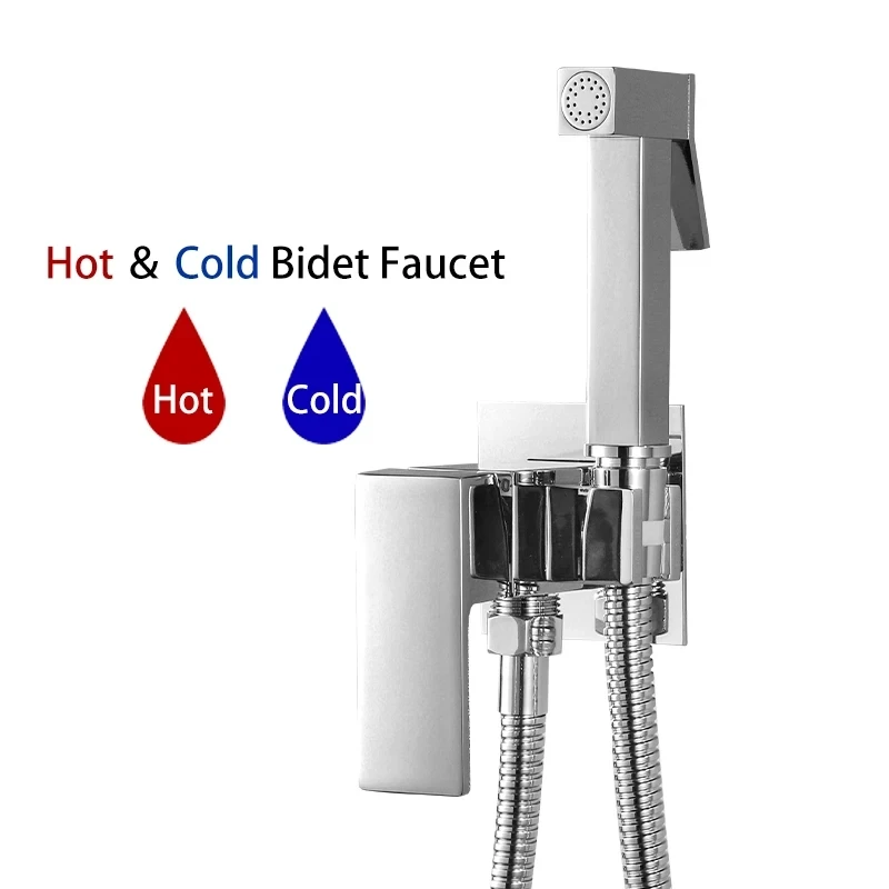 ULA Zwarte Bidetkraan Draagbare Bidet Sproeier Messing Badkamer Wc Kraan Warm Koud Water Bidet Mixer Badkamer Douchekop