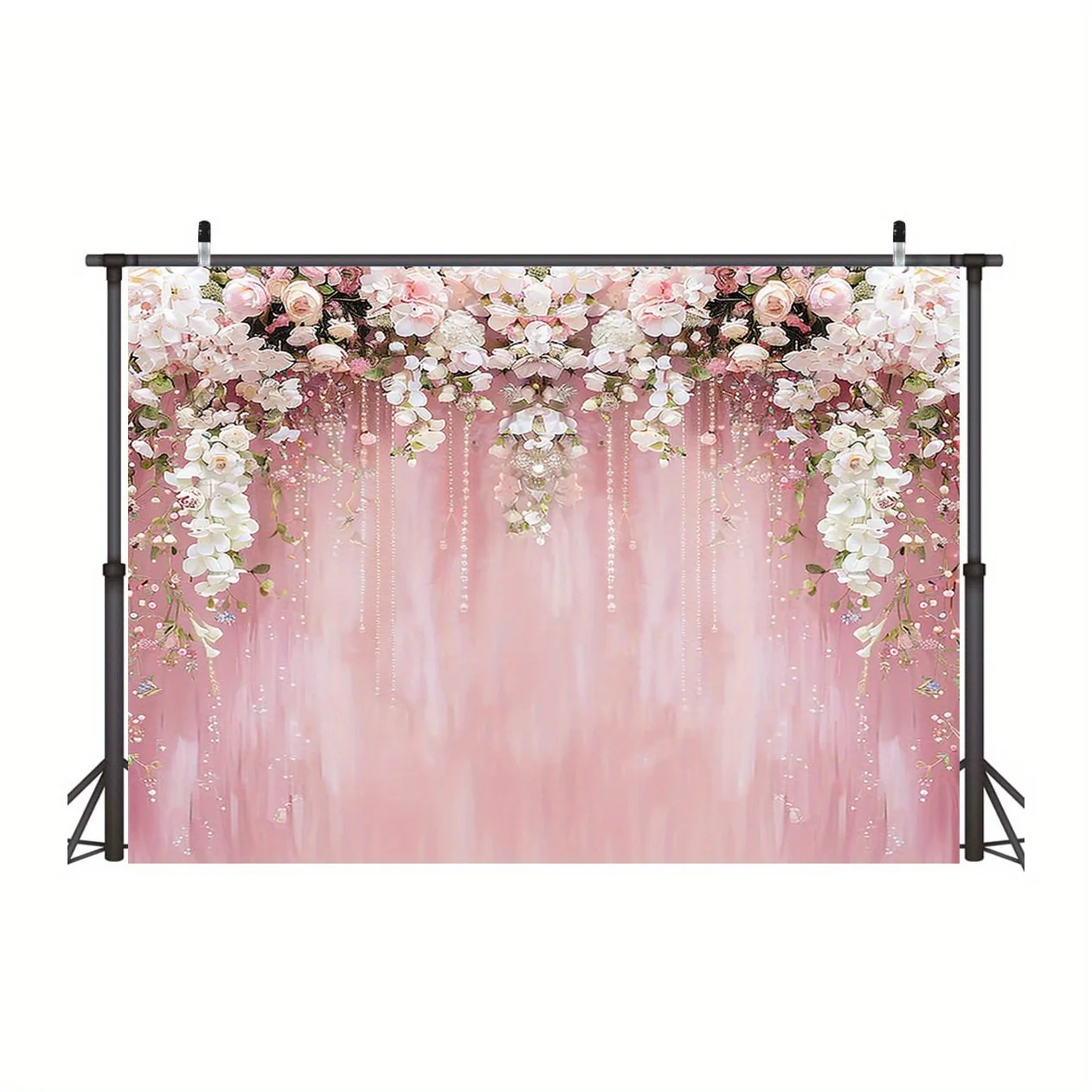 Elegant Pink Rose Wedding background - Versatile polyester floral photography background for bride and party shooting