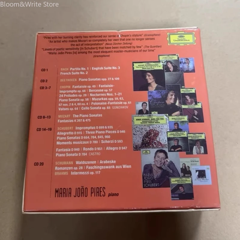 التسجيلات الشخصية الكاملة لعازف البيانو البرتغالي الشهير ماريا جواو بايرز على DG، صندوق هدايا مجموعة موسيقى 20 قرصًا