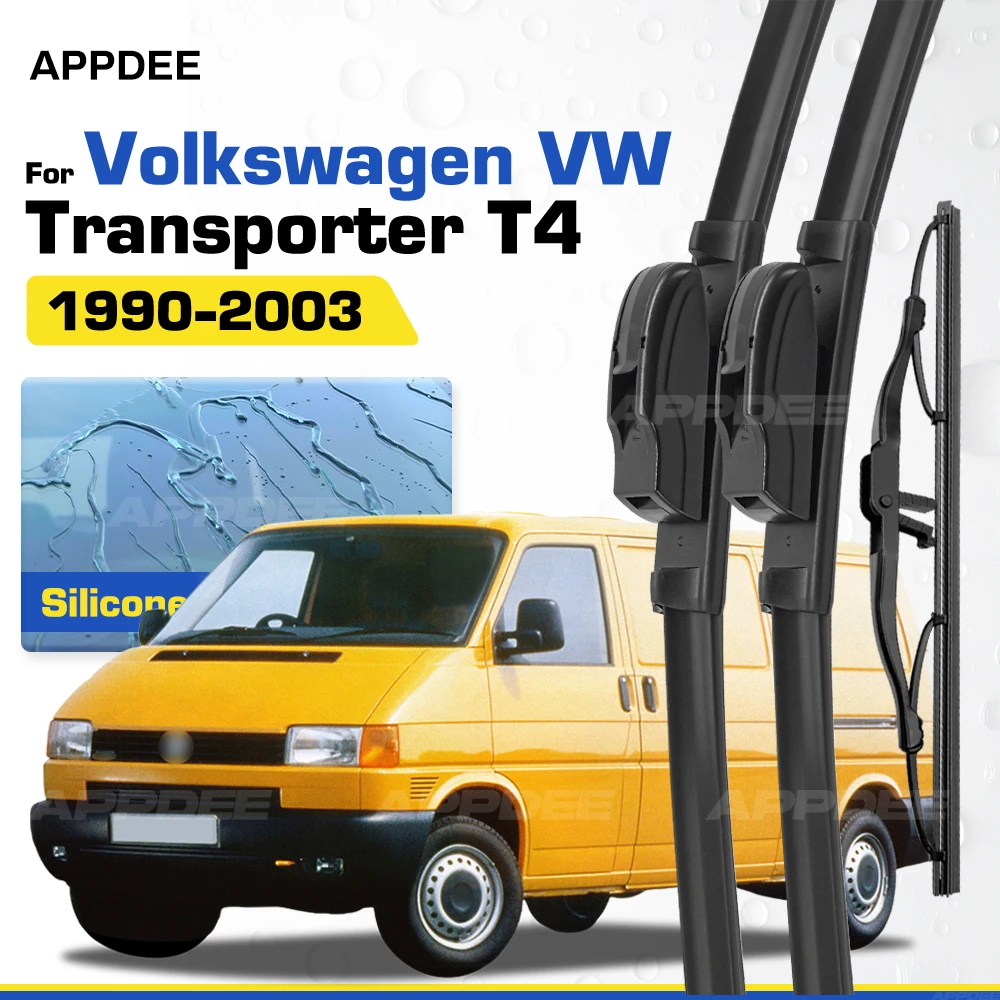 Silicone & Rubber LHD&RHD Front & Rear Wiper Blades Set For Volkswagen VW Transporter T4 1990-2003 Coated Windshield Windscreen