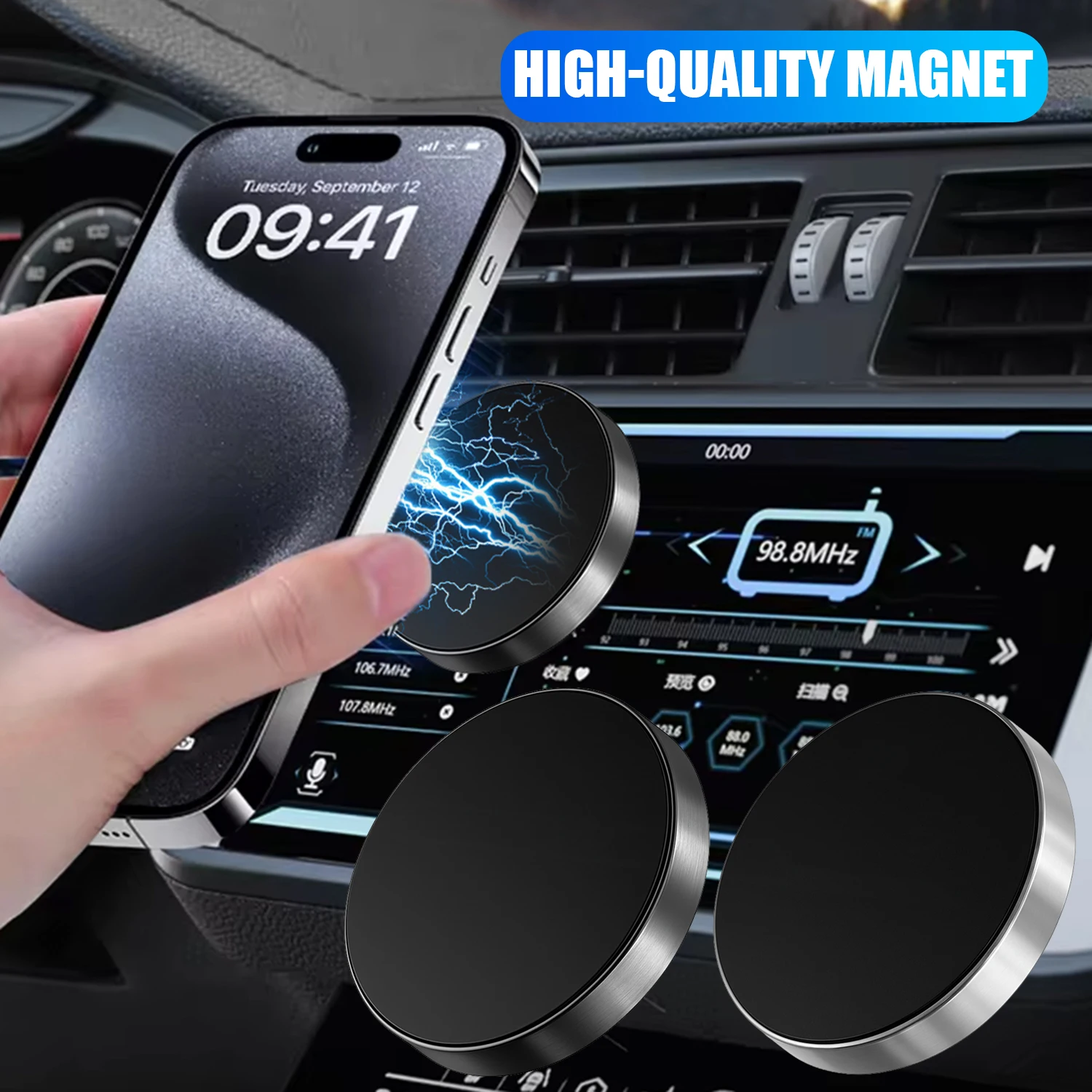 Suporte magnético adesivo para carro, acessórios para montagem automática magsafe, suporte de navegação para celular, suporte de ímã de metal