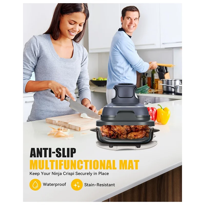 A76G-Tikar Silikon Tahan Panas untuk Ninja Crispi Kaca Penggorengan Udara Antiselip Meja Dapur Potholder