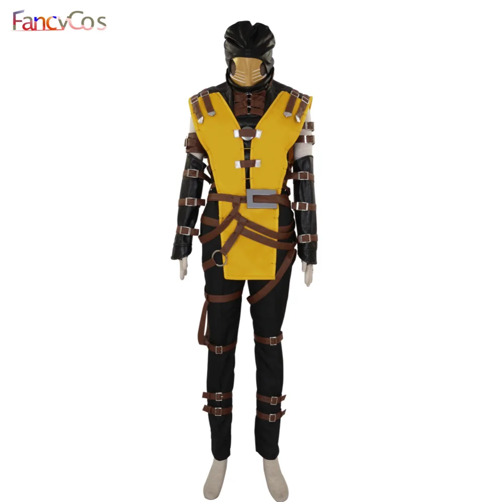 

Mortal Kombat Scorpion Hanzo Hasashi Mask Cosplay Costume MK Full Scorpion Man Game Halloween Carnival Suit Custom Made Anime