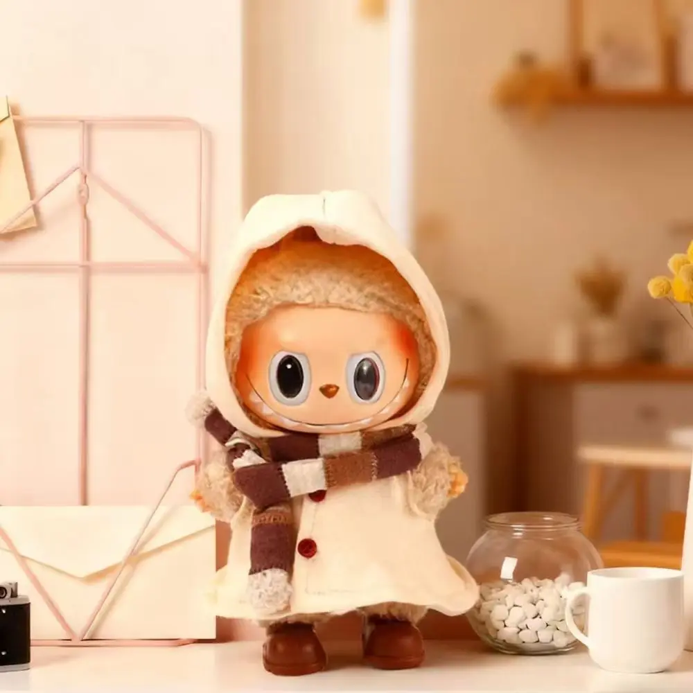 Conjunto de fantasia de feiticeiro para roupas labubu de 17cm, caixa cega universal sentada em pé, acessórios de boneca de pelúcia, roupas de grife labubu