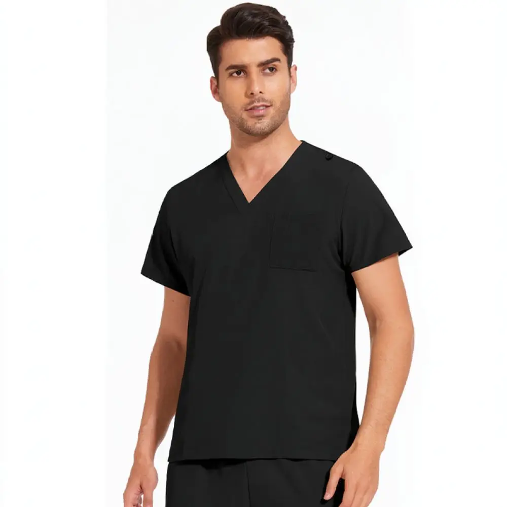 Unisex V Neck Scrub Set For Niaahinn Nursing Uniform Short Sleeve Breathable Professional Hospital Medical Work Suit