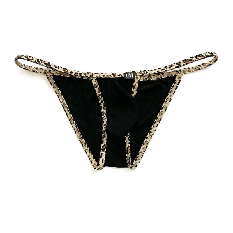 Men's Low Waist Briefs with Strings  Print Micro Bikini Style Underwear Thin Bulge Pouch Ultra Slip Push-Up