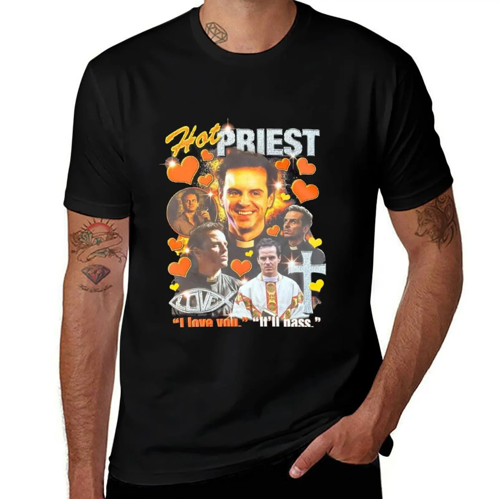 

FLEABAG HOT PRIEST T-Shirt t shirts for man graphic cars black cotton t-shirt plain for man package