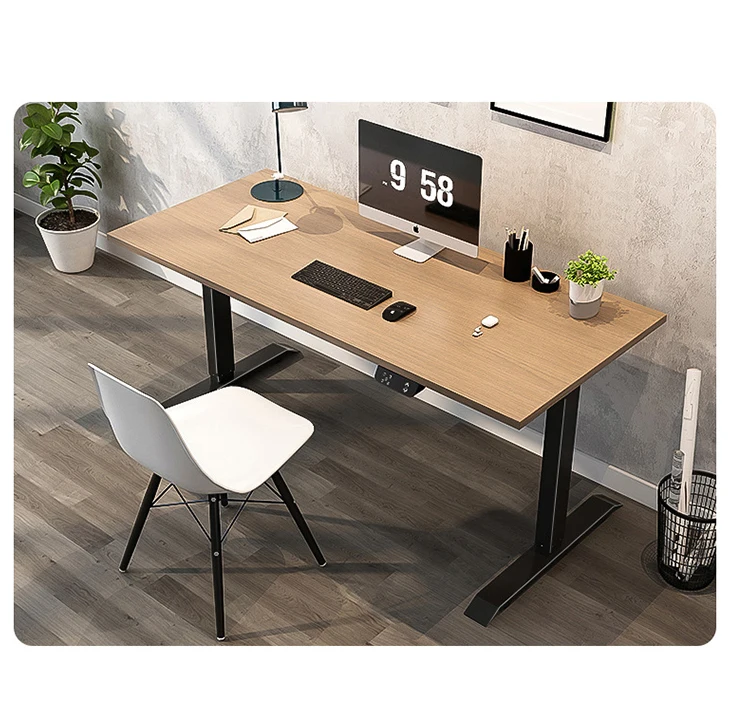 

Manufacture Custom Brown Two Motor Hospital Sit Standing Laptop Table Height Adjustable Lift Desk Office for Work Study