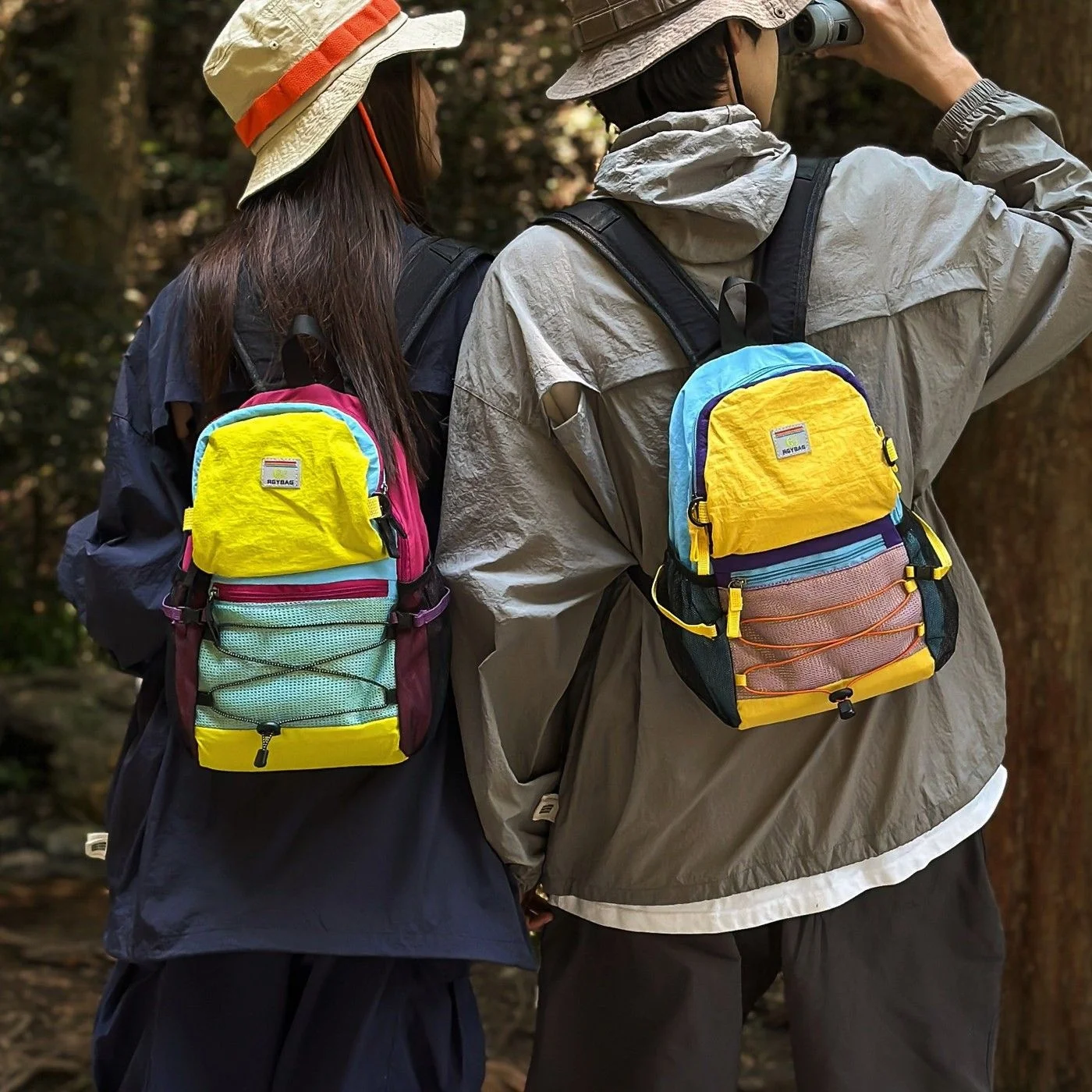 Outdoor Lightweight Parent-Child Sports Backpack Portable Hiking Bag Summer Travel Dopaamine Double Shoulder Bag for Climbing