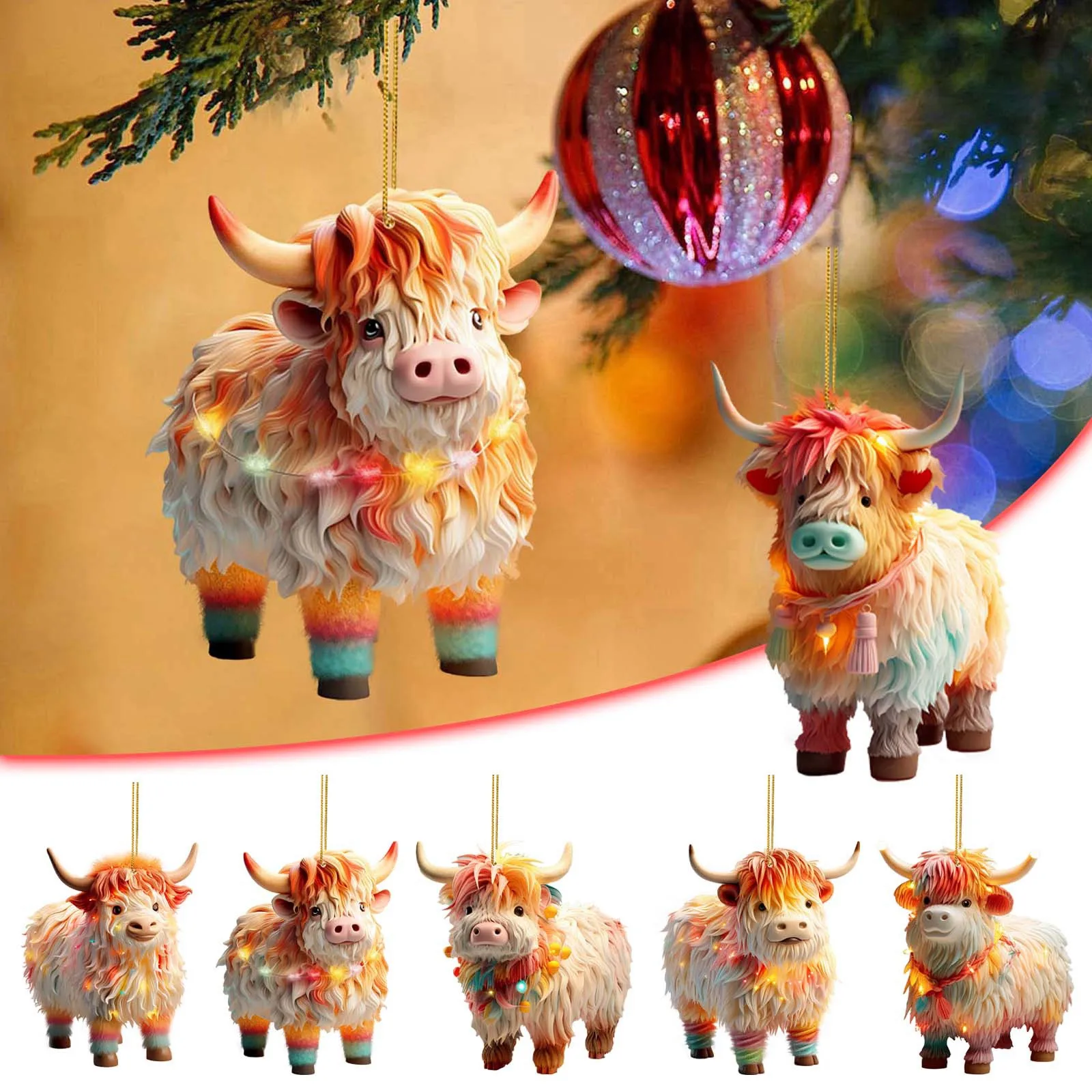 Cartoon Cow Car Pendant Fine Texture Exquisite Workmanship Cute Christmas Tree Ornament Home Decoration Navidad Party Supplies