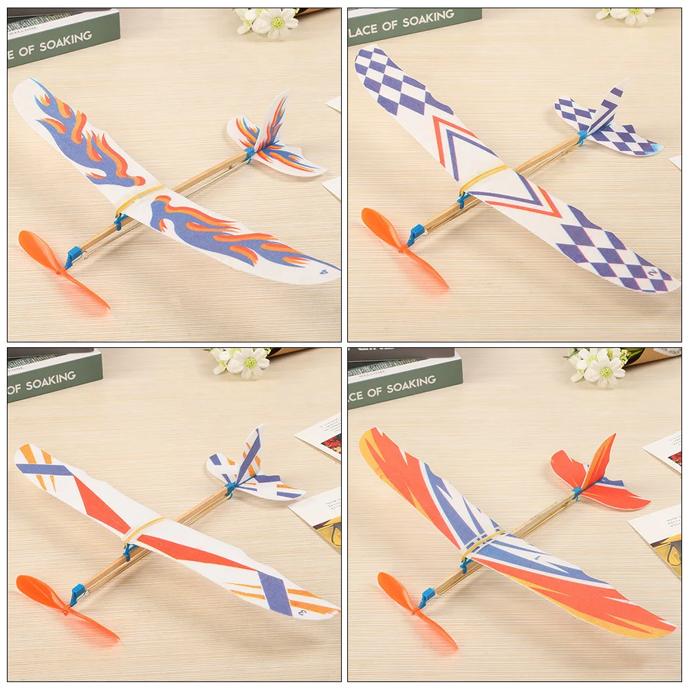 

5 Pcs Airplane Model Toys Kids Educational Plaything Powered Glider DIY Handmade Toy Rubber Band Flying Safe Premium Material