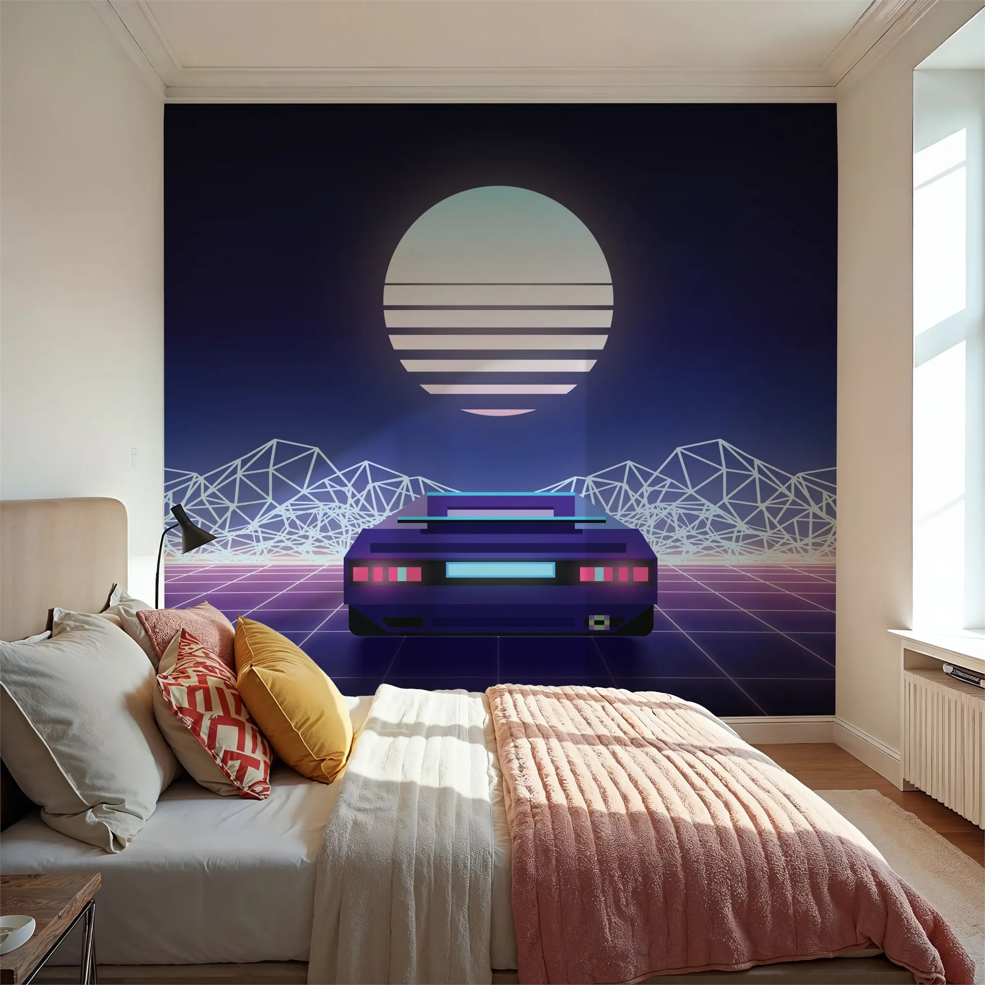 Custom Retrowave Car Large Peel and Stick Mural Wall Decor