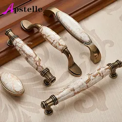 Apstelle Ceramic Drawer Pulls Antique Crack Kitchen Handles Vintage Handles Knobs and Pulls for Cabinets Metal Furniture Handles