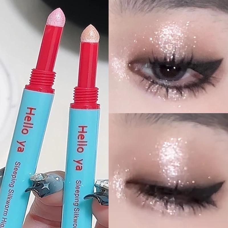 Dauerhafte Erhellen Augenlid Highlighter Lidschatten Stift Diamant Glänzend Wasserdicht Schwamm Kopf Eyeliner Lidschatten Liegen Seidenraupe Make-Up